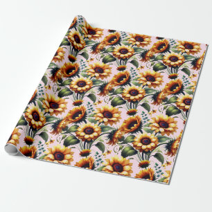 Sonnenblumen Gelbe Blumen Elegante Wasserfarbe Geschenkpapier