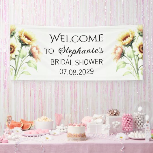 Sonnenblumen Gelbe Blumen Rustikales Brautparty Banner (Party)