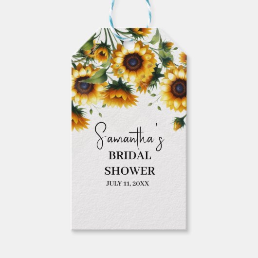 Sonnenblumen Gelbe Blumen Rustikales Brautparty Geschenkanhänger (Vorderseite)