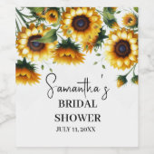 Sonnenblumen Gelbe Blumen Rustikales Brautparty Weinetikett (Einzelnes Label)