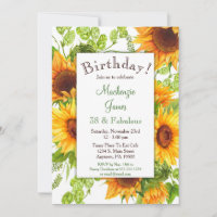 Sonnenblumen Gelbe Blüte Geburtstag Einladung