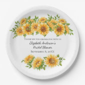 Sonnenblumen Gelbe Blüte Rustikales Brautparty Pappteller (Vorderseite)