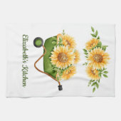 Sonnenblumen Gelbe Blüte Rustikales Land Wasserfar Geschirrtuch (Horizontal)