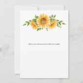 Sonnenblumen Gelbe Blütenblume Hochzeitsdusche Einladung (Rückseite)