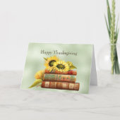 Sonnenblumen Gelbe Bücher Aquarell Erntedank Feiertagskarte (Vorderseite)