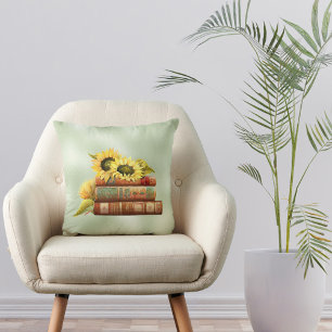 Sonnenblumen Gelbe Bücher Aquarell Kissen