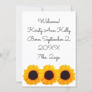 Sonnenblumen Gelbe Geburt Ankündigung 4Kate