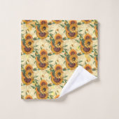 Sonnenblumen Gelbe Goldwabenbienen Badhandtuch Set (Waschlappen)