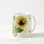 Sonnenblumen Gelbe Honigwabenbienen Gold Kaffeetasse (VorderseiteRechts)