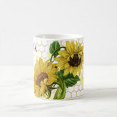 Sonnenblumen Gelbe Honigwabenbienen Gold Kaffeetasse (Mittel)