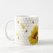 Sonnenblumen Gelbe Honigwabenbienen Gold Kaffeetasse (Links)