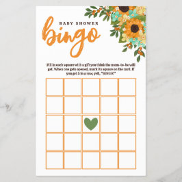 Sonnenblumen Gelbe Minze Blume Kinderdusche Bingo Flyer