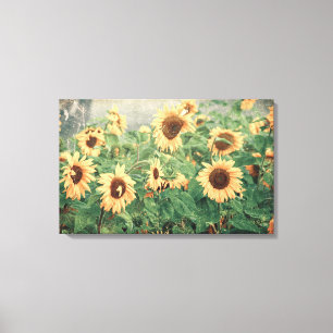 Sonnenblumen Gelbe Vintage Textur Blumenart Leinwanddruck