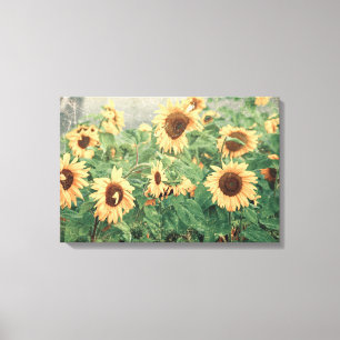 Sonnenblumen Gelbe Vintage Textur Blumenkunst Leinwanddruck