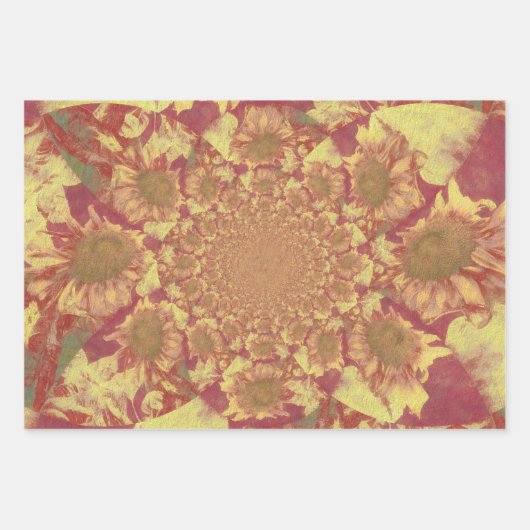 Sonnenblumen Gelbes Dekor Wasserfarben Geschenkpapier Set (Vorderseite)