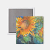 Sonnenblumen Gemälde Magnet (Vorderseite/Rückseite)
