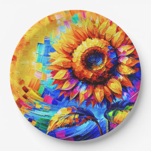 Sonnenblumen Gemälde Vivid Colors Sonnenblumen Pow Pappteller