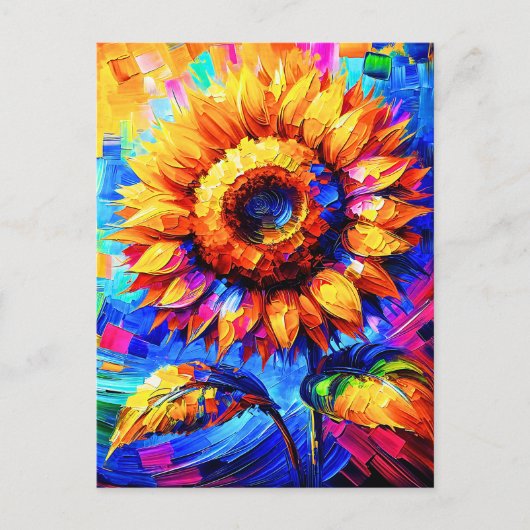Sonnenblumen Gemälde Vivid Colors Sonnenblumen Pow Postkarte (Vorderseite)