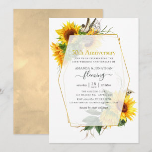 Sonnenblumen Geometric 50. Hochzeitstag Einladung