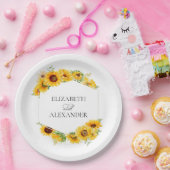 Sonnenblumen Geometric Floral Herbst Hochzeit Pappteller (Party)