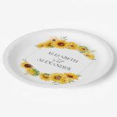 Sonnenblumen Geometric Floral Herbst Hochzeit Pappteller (Schrägansicht)
