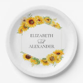 Sonnenblumen Geometric Floral Herbst Hochzeit Pappteller (Vorderseite)