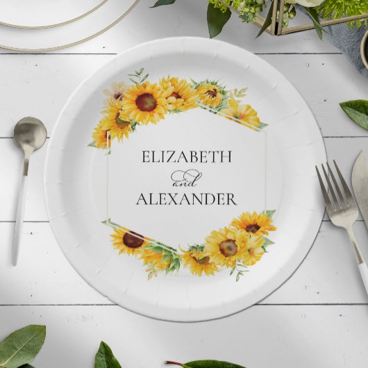 Sonnenblumen Geometric Floral Herbst Hochzeit Pappteller