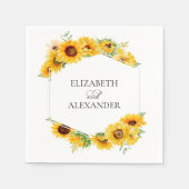 Sonnenblumen Geometric Floral Herbst Hochzeit Serviette (Vorderseite)