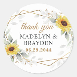 Sonnenblumen Geometric Greenerity Hochzeit Vielen  Runder Aufkleber