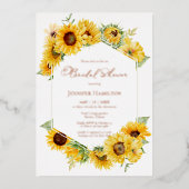 Sonnenblumen Geometrisches Herbst Brautparty Real Folieneinladung (Vorderseite)