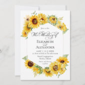Sonnenblumen Geometrisches Herbst-Foto Hochzeit Einladung (Vorderseite)