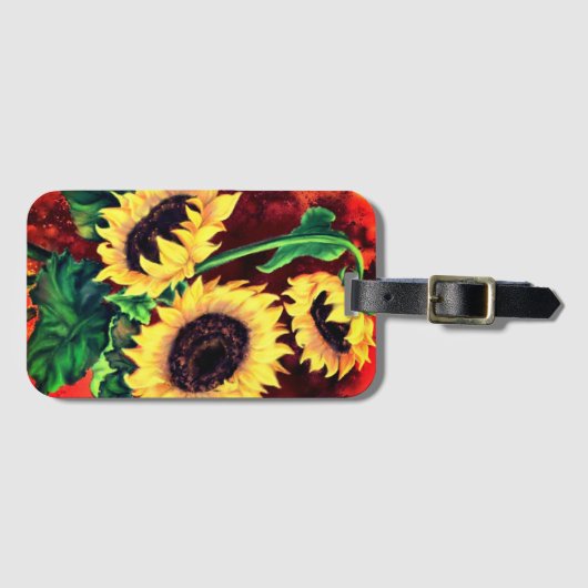 Sonnenblumen Gepäckmarke - Malerei Gepäckanhänger (Vorderseite (Horizontal))