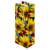 Sonnenblumen Geschenktüte Für Weinflaschen (Rückseite Schrägansicht)