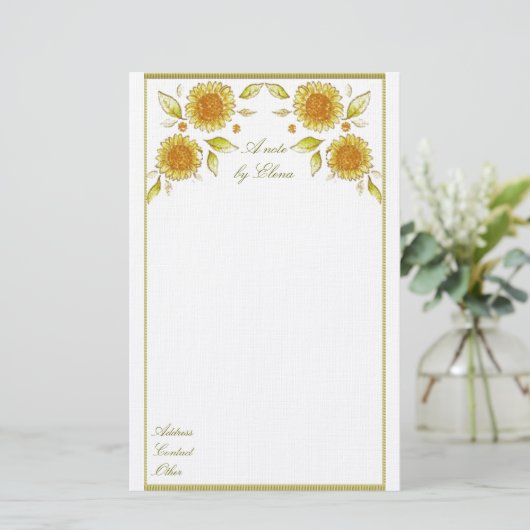 Sonnenblumen Geschirr Briefpapier (Stehend Vorderseite)