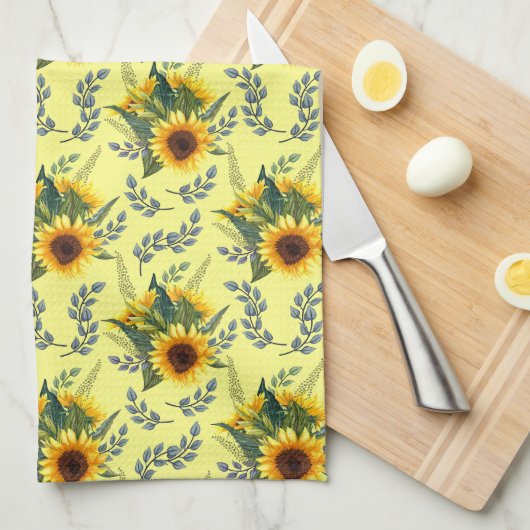 Sonnenblumen Geschirrtuch (Viertel Falte)