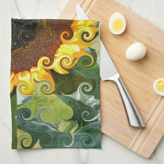 SONNENBLUMEN GESCHIRRTUCH (Viertel Falte)