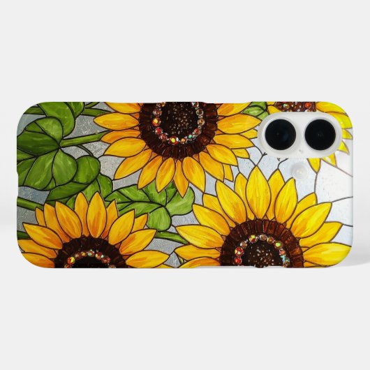 Sonnenblumen Gestaltete Glaswirkung Case-Mate iPhone Hülle (Rückseite (Horizontal))