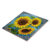 Sonnenblumen Gestaltete Glaswirkung Fliese (Seite)