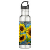 Sonnenblumen gestrichen edelstahlflasche (Vorderseite)