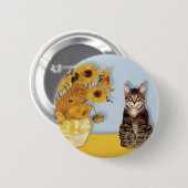 Sonnenblumen - Getigerte Tigerkatze 30 Button (Vorne & Hinten)