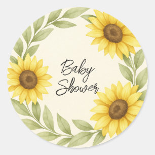 Sonnenblumen & Gewürze Rustikale Babydusche Umschl Runder Aufkleber