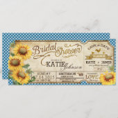 Sonnenblumen Gingham Country Picnic Brautparty Einladung (Vorne/Hinten)