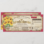 Sonnenblumen Gingham Karo Country Picnic Wedding Einladung (Vorne/Hinten)