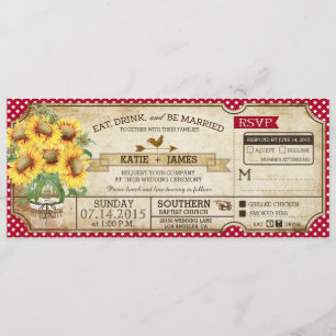 Sonnenblumen Gingham Karo Country Picnic Wedding Einladung