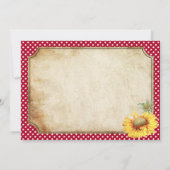 Sonnenblumen Gingham Karo Country Picnic Wedding Einladung (Rückseite)