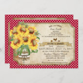 Sonnenblumen Gingham Karo Country Picnic Wedding Einladung (Vorne/Hinten)