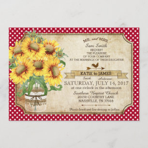 Sonnenblumen Gingham Karo Country Picnic Wedding Einladung