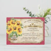 Sonnenblumen Gingham Karo Picnic Hochzeit Einladung (Stehend Vorderseite)