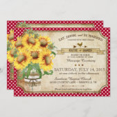 Sonnenblumen Gingham Karo Picnic Hochzeit Einladung (Vorne/Hinten)