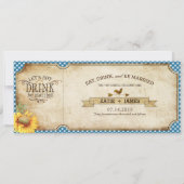 Sonnenblumen Gingham Karo Picnic Hochzeit Einladung (Rückseite)